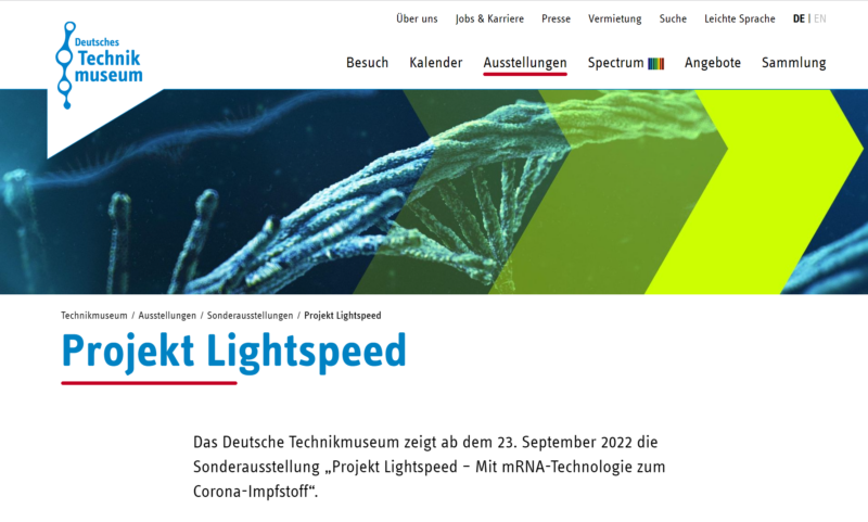 Project Lightspeed as Science exhibition in Berlin - based on our film about BioNTech